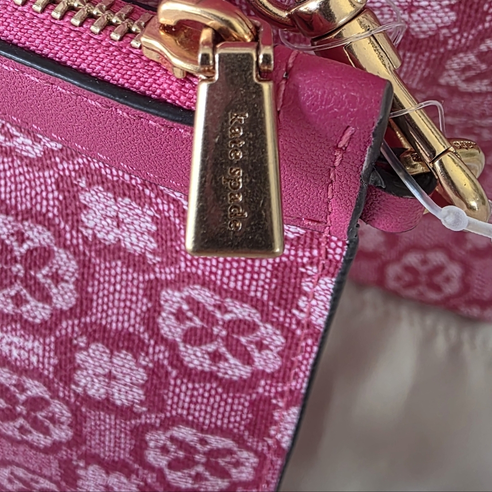 Kate Spade Raspberry Pink Spade Flower Monogram XL Canvas Tote + Pouch- NWOT - Picture 9 of 16